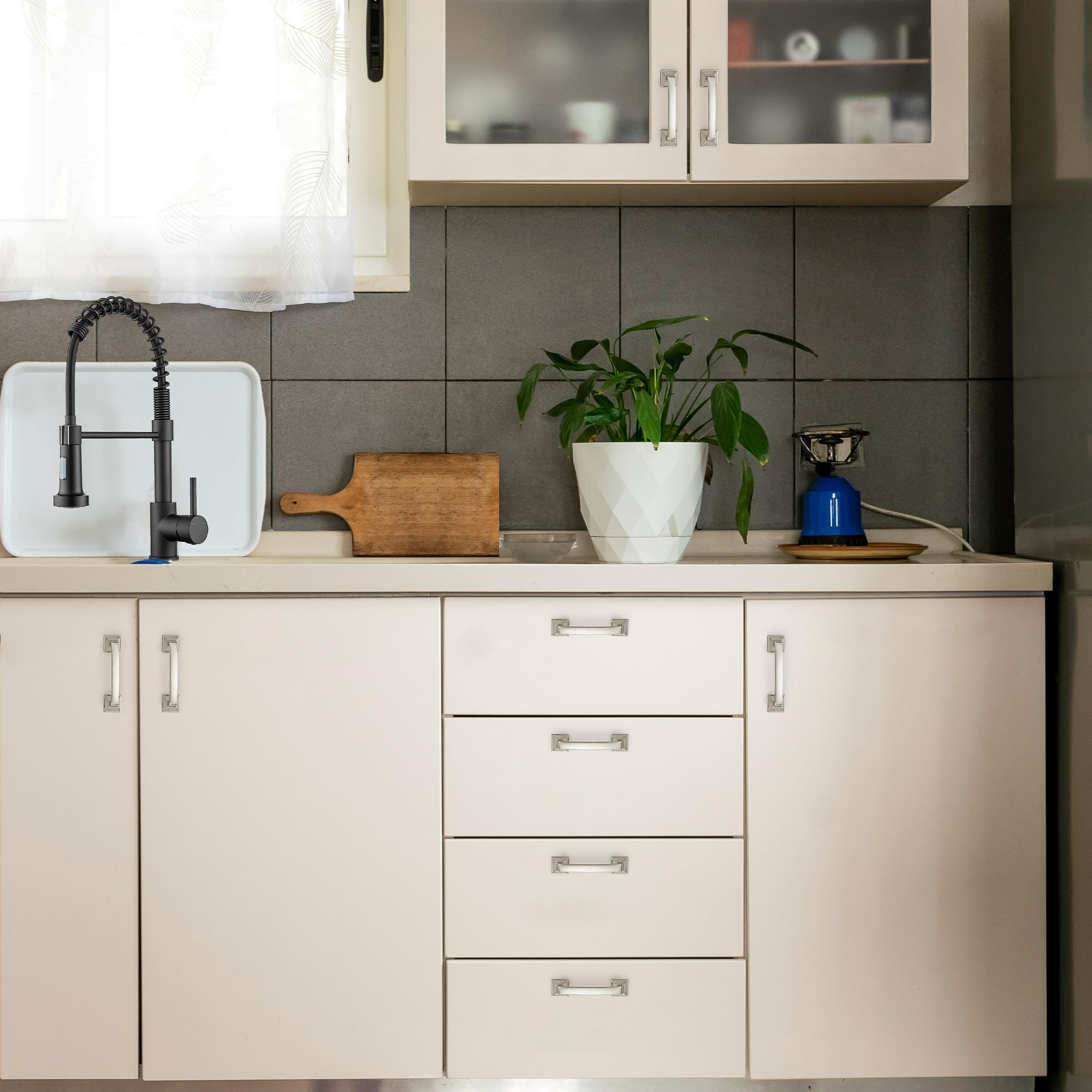 Ravinte cabinet pulls in brushed nickel for drawers and doors