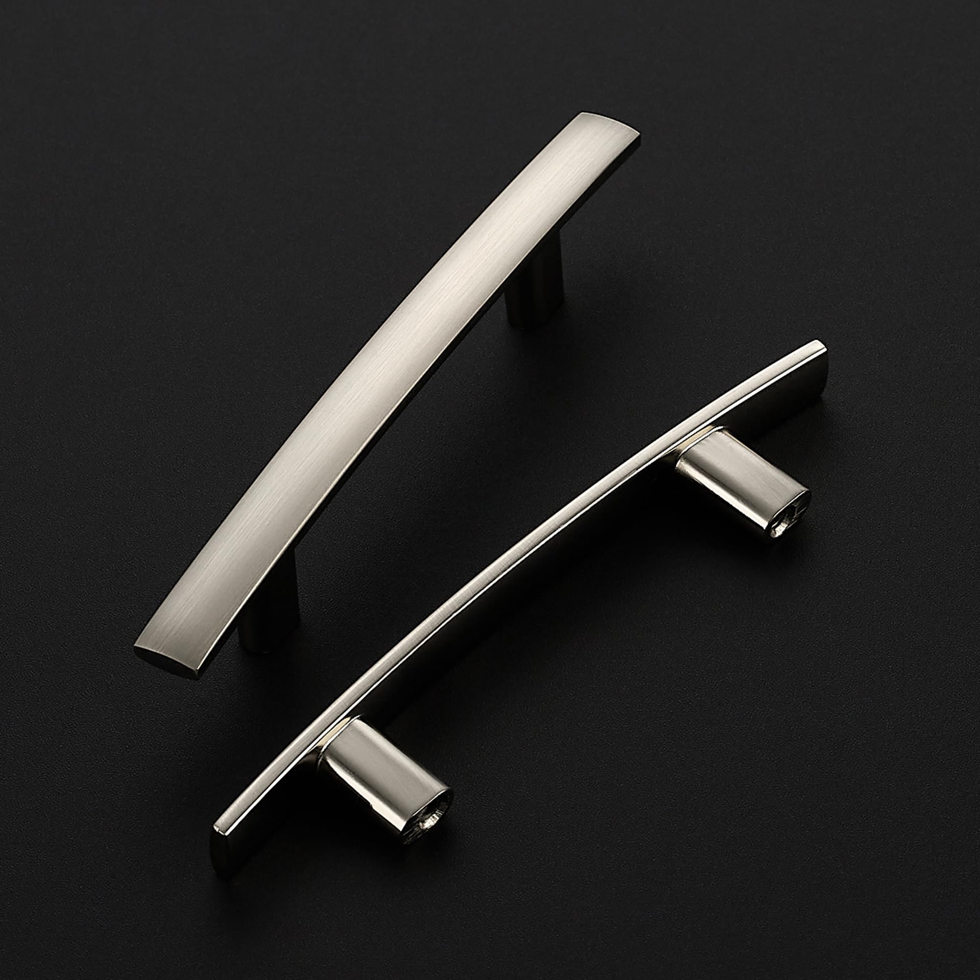 Ravinte Decor brushed nickel drawer pulls enhancing kitchen cabinet style