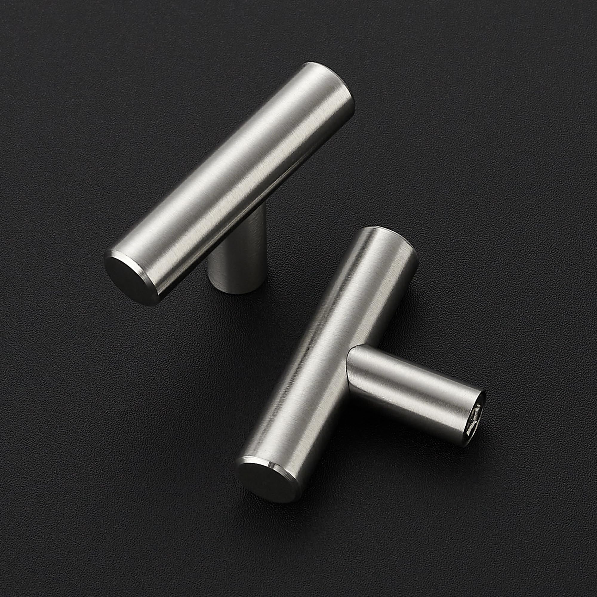 Ravinte Decor brushed-nickel tbar design enhances modern cabinetry.
