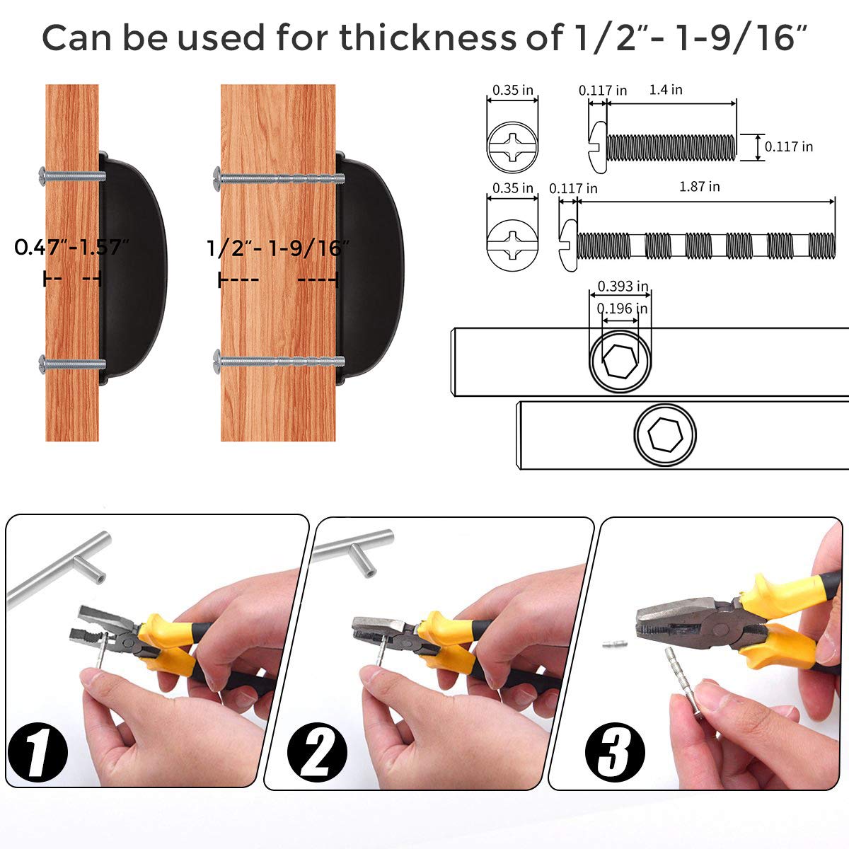 Ravinte 15-pack flat black drawer pulls product-in-pack shot shows compatibility