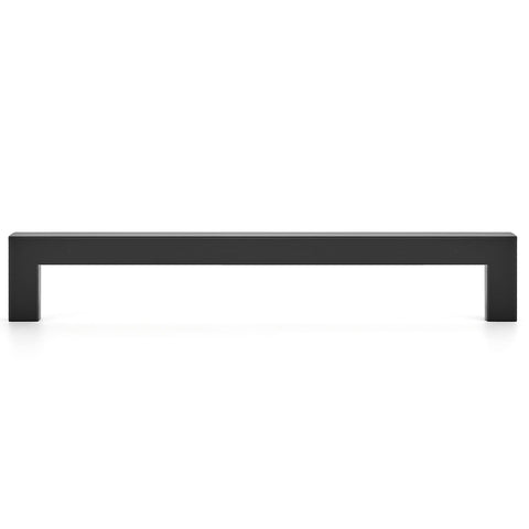 Ravinte matte black hardware complements most black stainless appliances for cohesive styling.