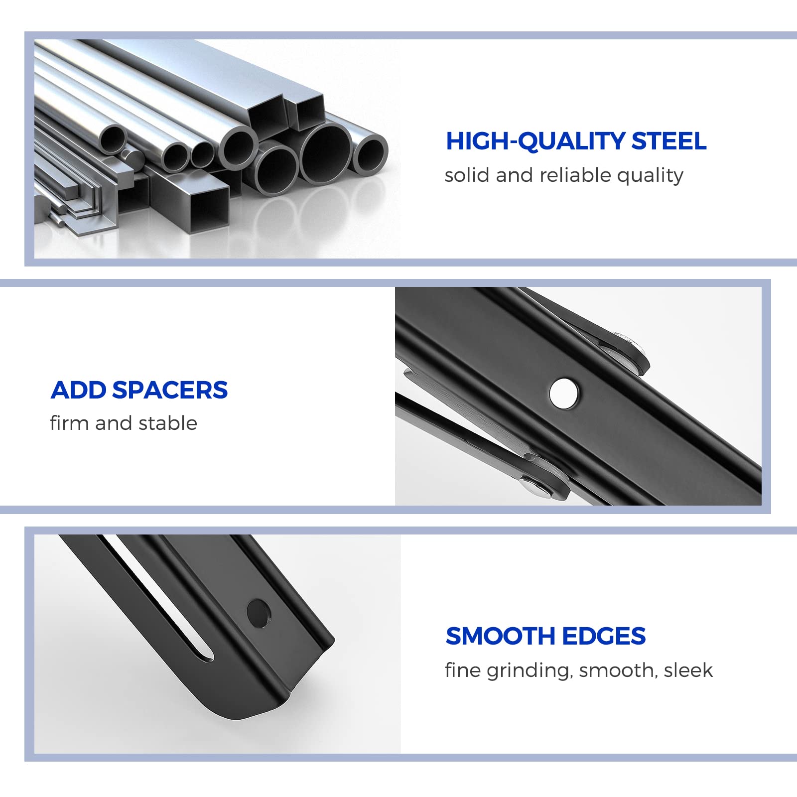 Ravinte easy-collapsible brackets allow quick folding when shelves are not in use.