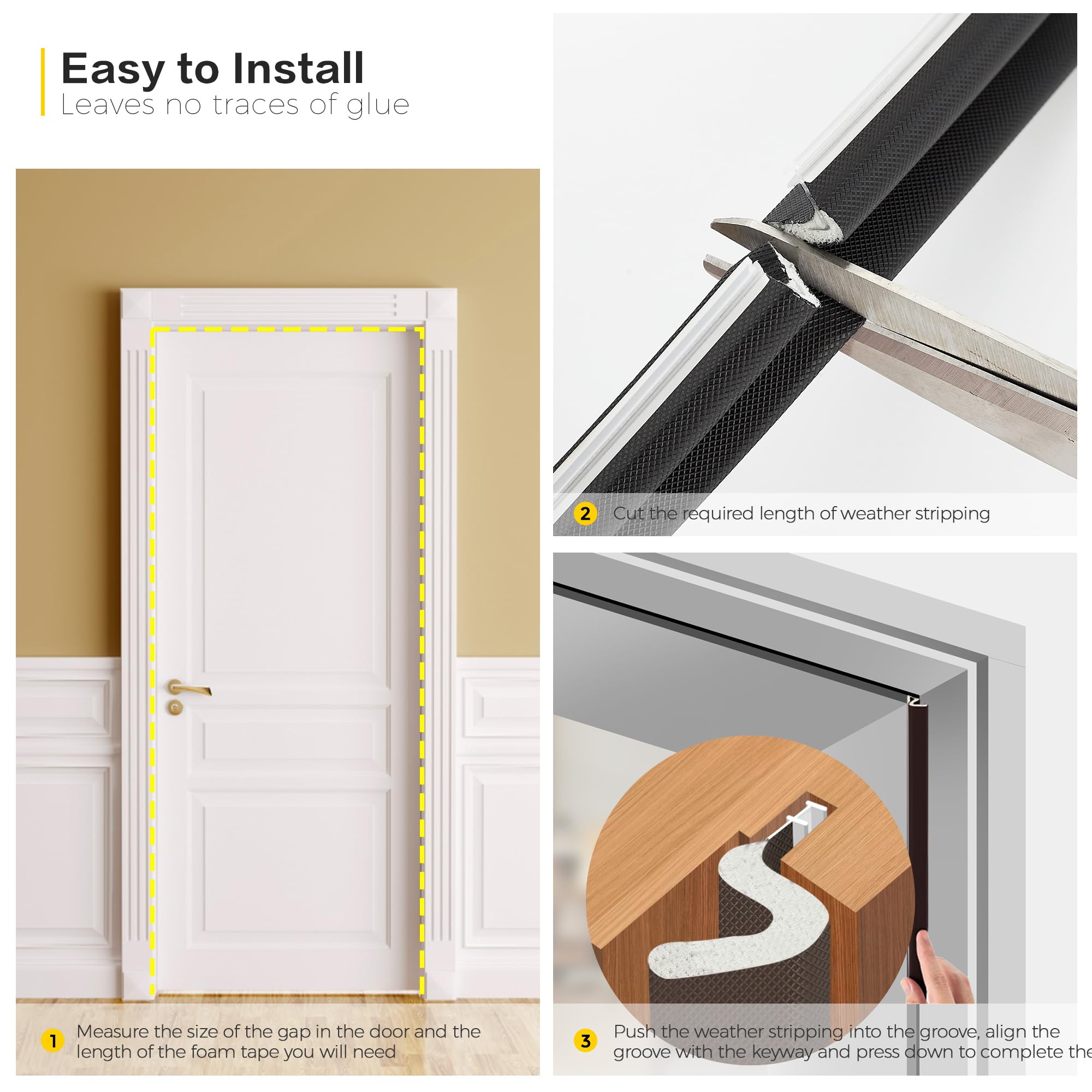 Ravinte weather strip on exterior door fits wide gaps for better comfort