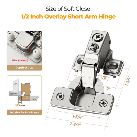 Ravinte face-frame half-inch overlay hinge ensures discreet, reliable cabinet operation.