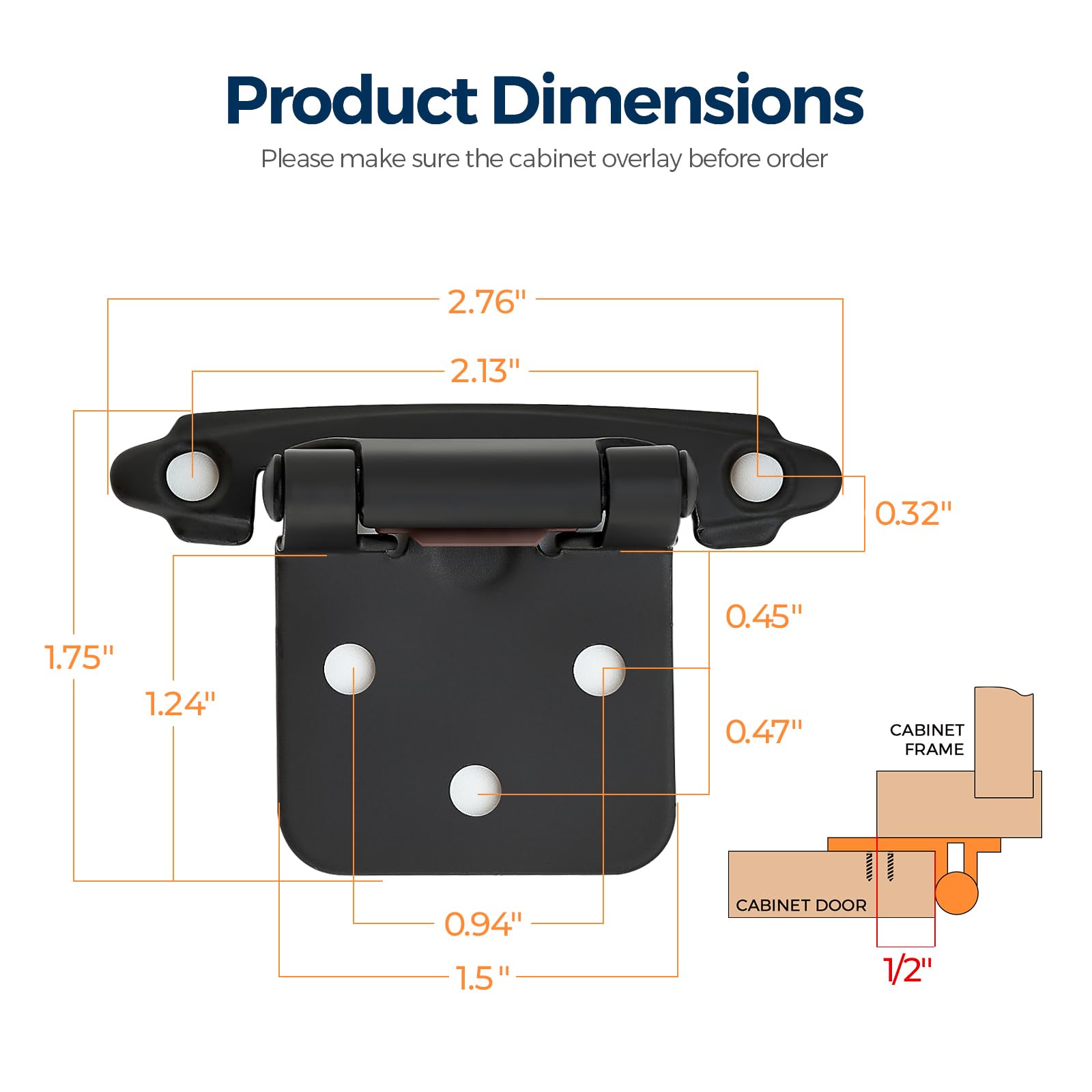Ravinte face-frame hinge mount demonstrates versatile overlay compatibility.