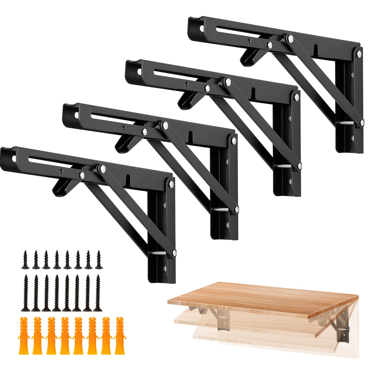 Ravinte folding bracket 10-inch matte black provides strong wall support for tables.