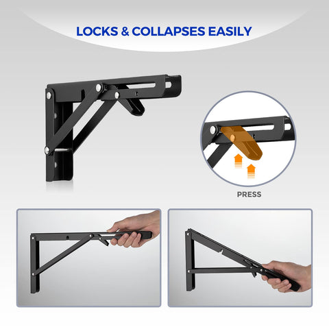Ravinte folding bracket being lifted for shelf use