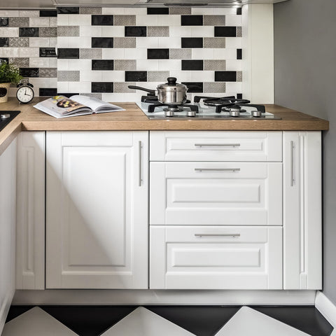 Ravinte handles enhance drawers and doors in farmhouse and modern kitchens