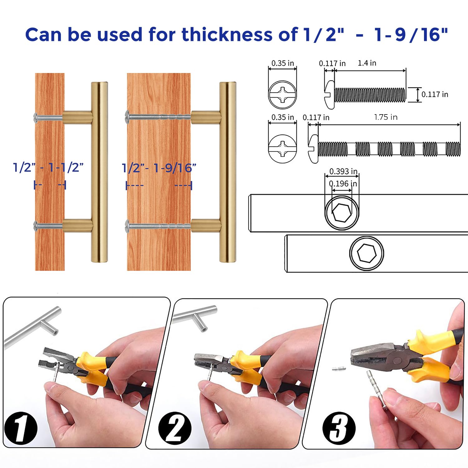 Ravinte hardware included screws ensures simple, fast mounting for cabinets and drawers