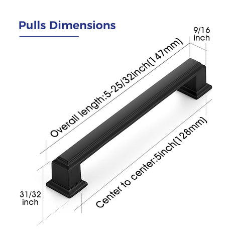 Ravinte Hardware matte black cabinet pull close-up highlighting sturdy zinc alloy build.