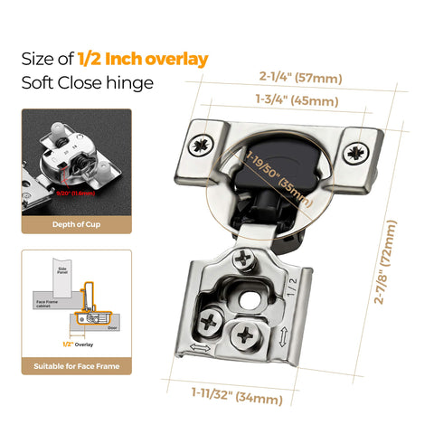 Ravinte hidden hinge mounted on cabinet door for a clean look