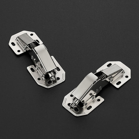 Ravinte hidden hinges mounted on a surface provide a seamless cabinet look.