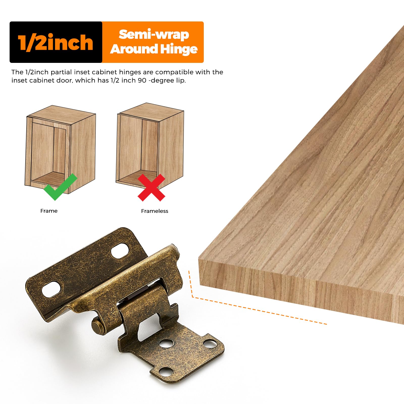 Ravinte included screws with antique brass hinges for quick secure mounting