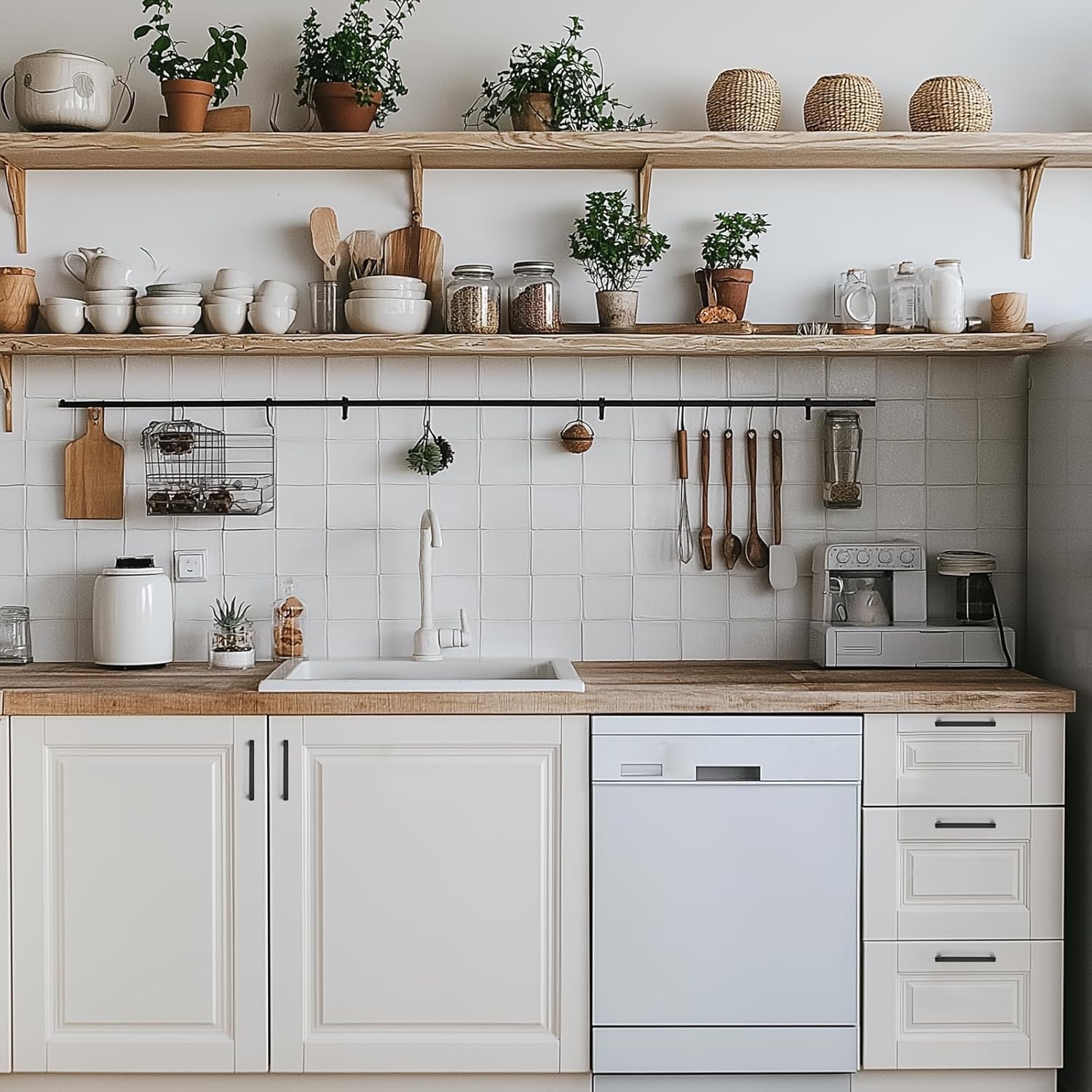 Ravinte kitchen cabinet door handle adds modern matte black touch to cabinets.