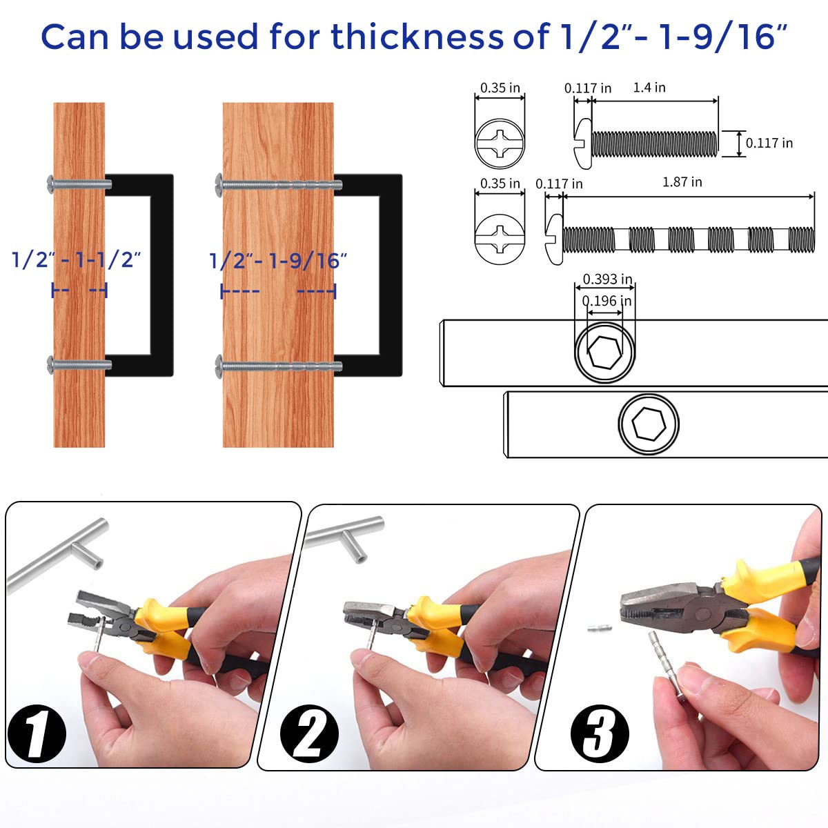 Ravinte kitchen cabinet pulls include a screwdriver for quick, DIY-friendly installation.