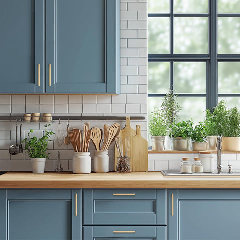 Ravinte kitchen drawer inset view showing cohesive hardware style