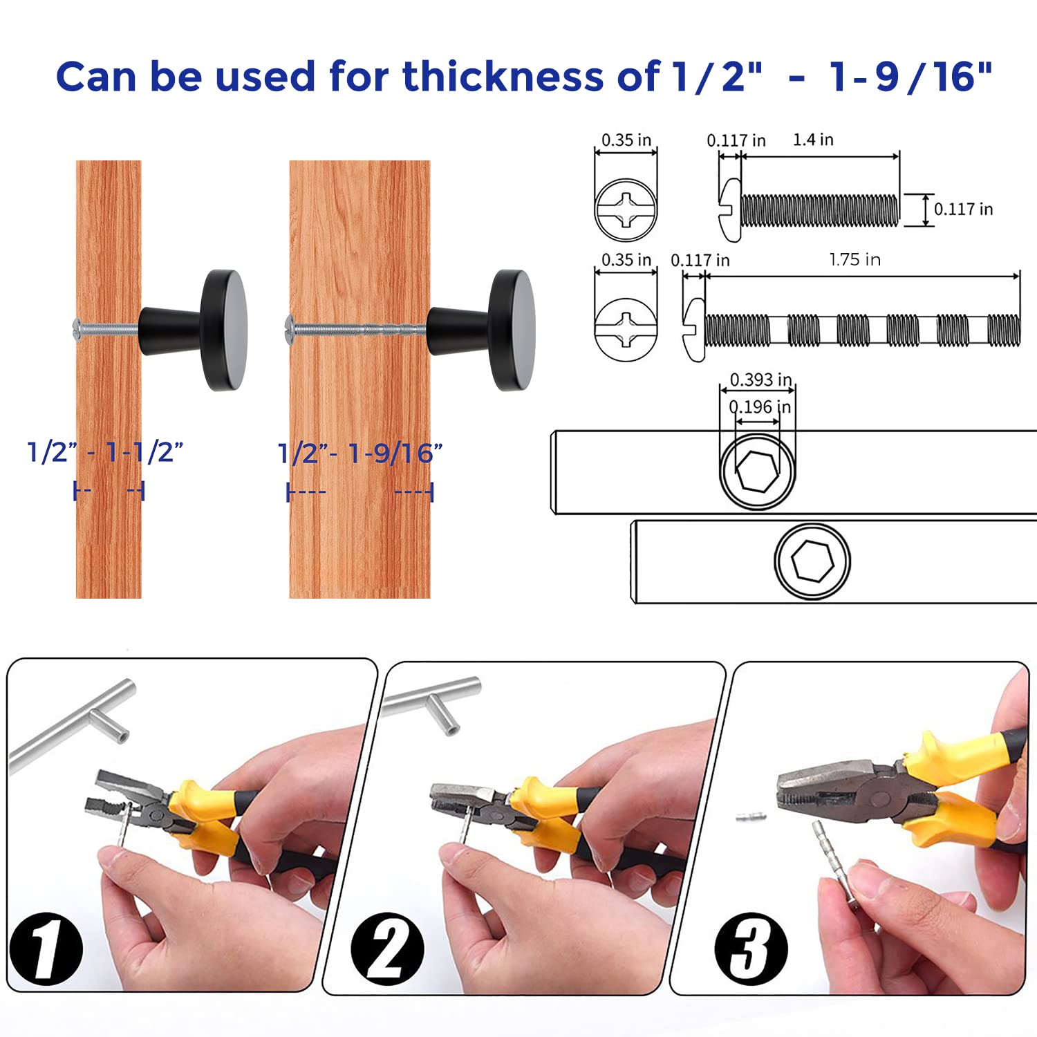Ravinte knob mounted on cabinet door demonstrates easy installation.