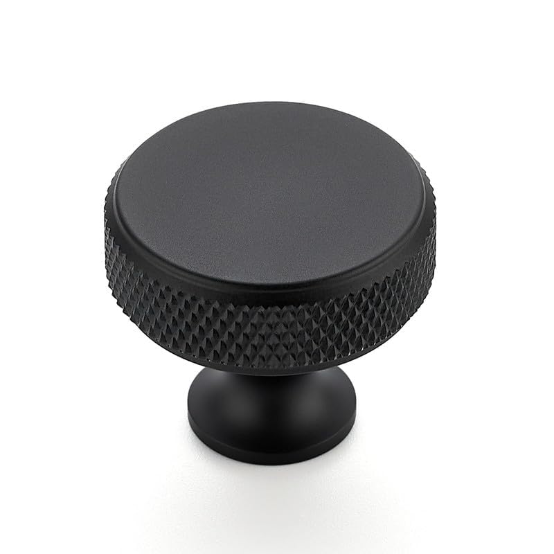 Ravinte knurled round knob closeup shows textured grip and premium hardware detail.