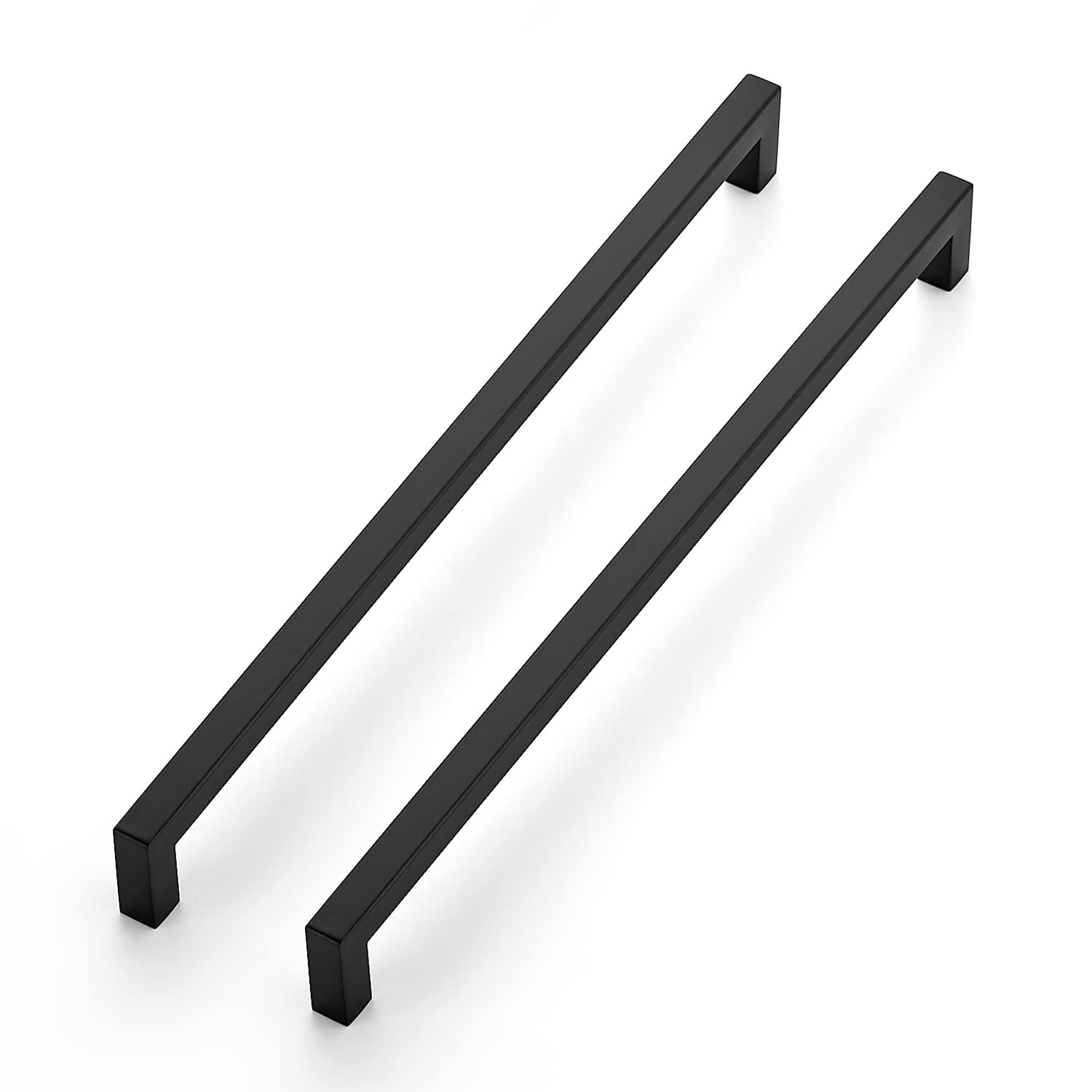 Ravinte matte black square cabinet handle, 13 inch length, for a sleek kitchen upgrade.