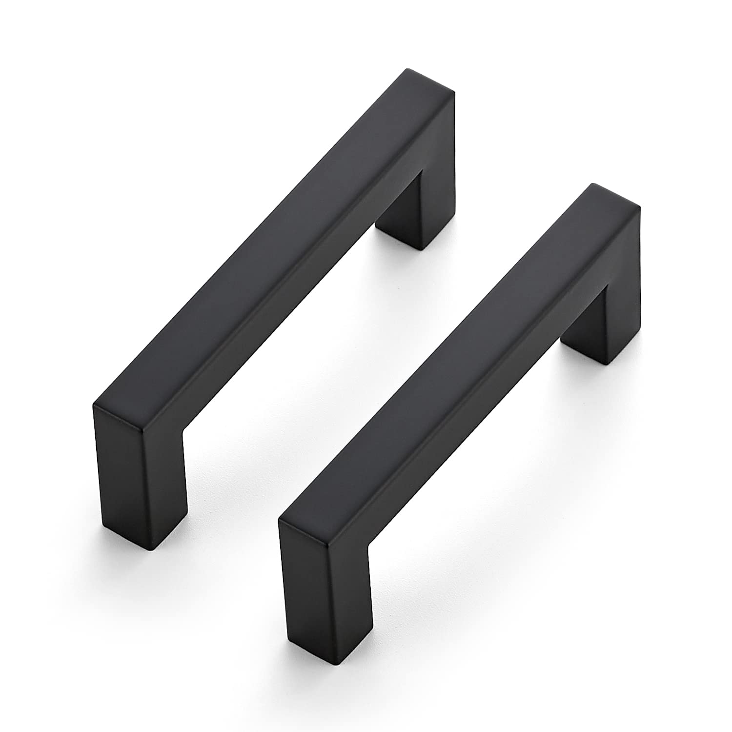 Ravinte matte black square cabinet handle on a kitchen drawer for easy grip
