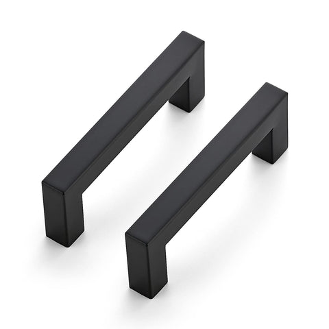 Ravinte matte black square cabinet handle on a kitchen drawer for easy grip