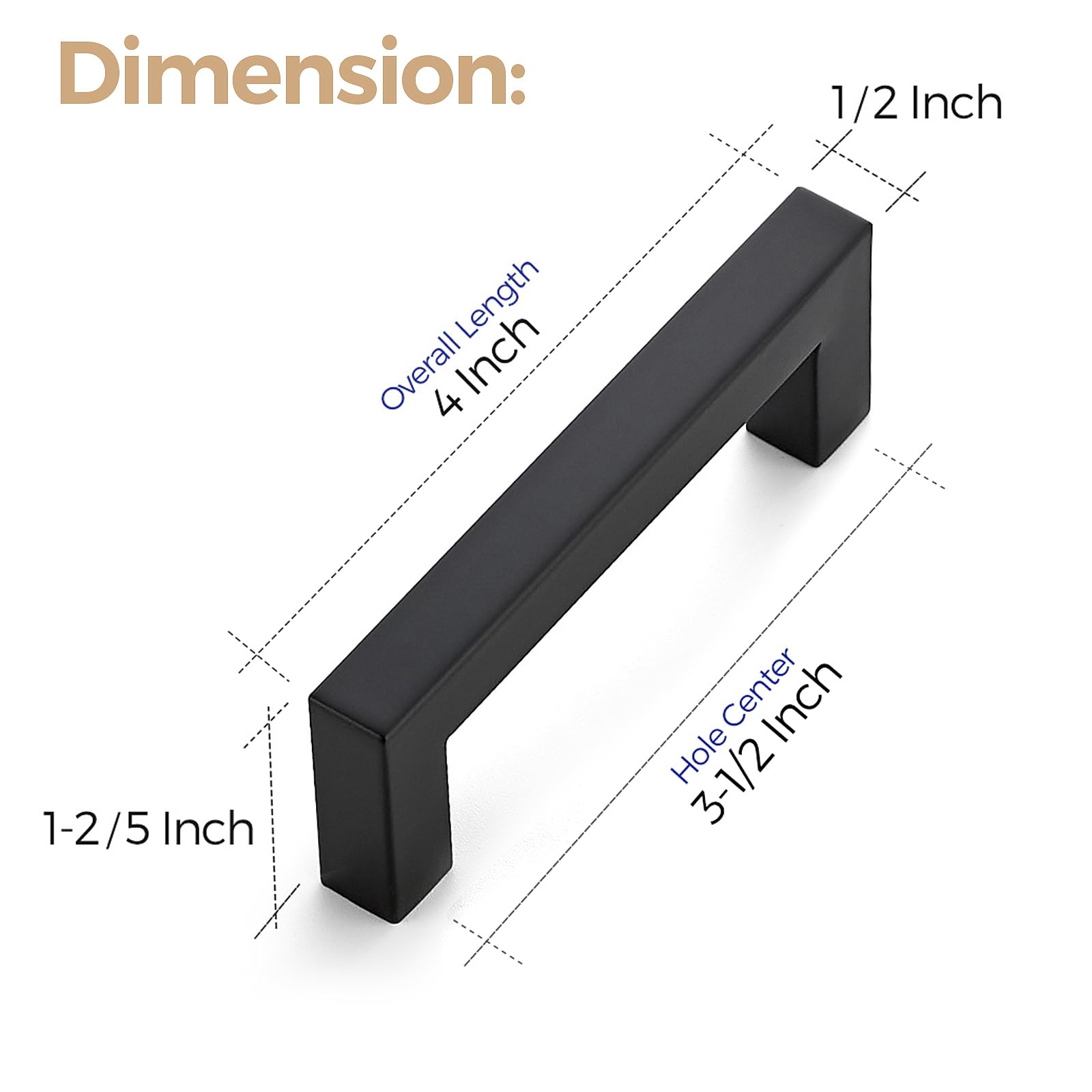 Ravinte matte black square cabinet handle on a modern kitchen setup