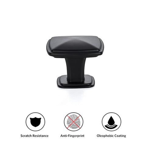 Ravinte square knob for cabinet doors with matte black finish and sturdy build.