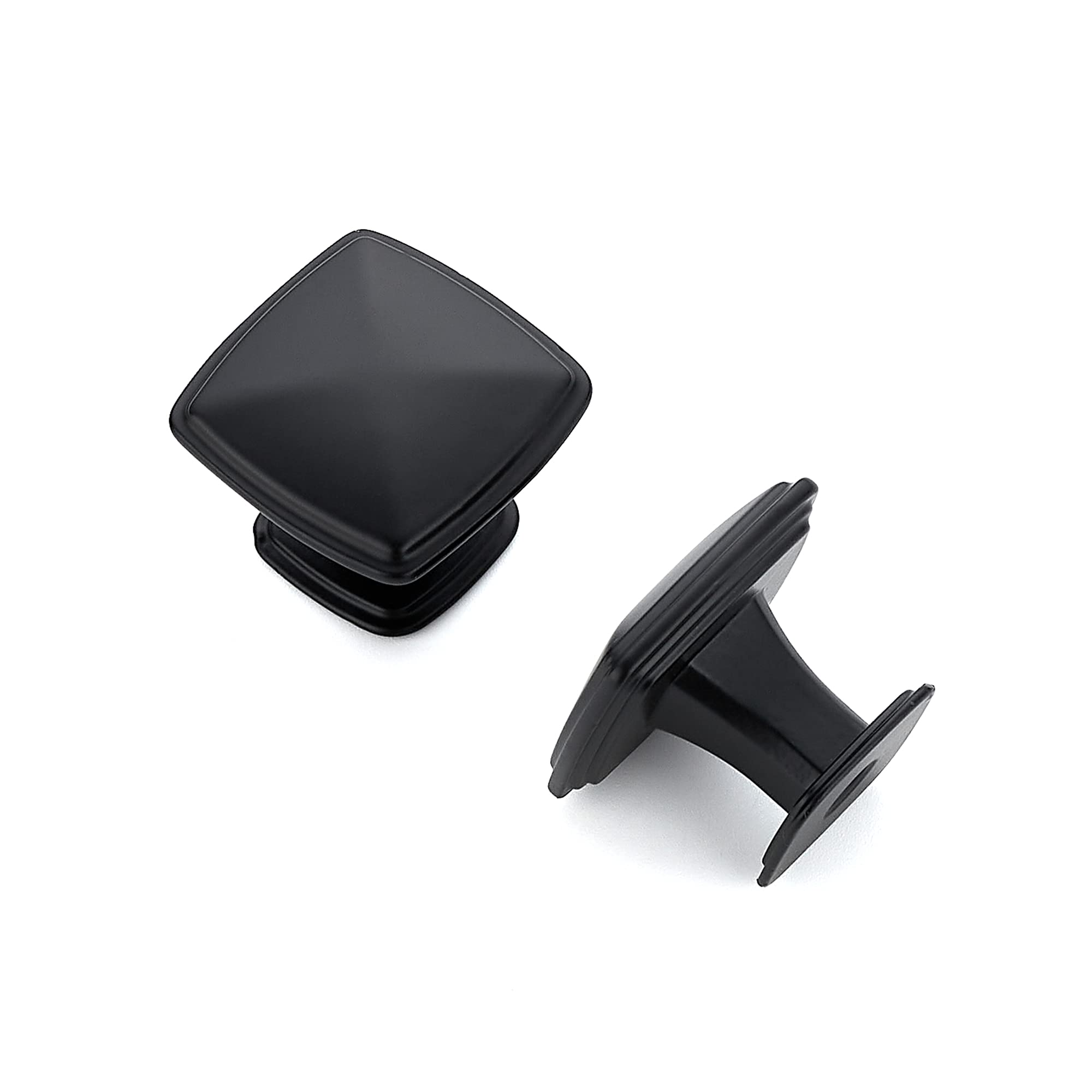 Ravinte matte black square knob enhances cabinet aesthetics with subtle shine.