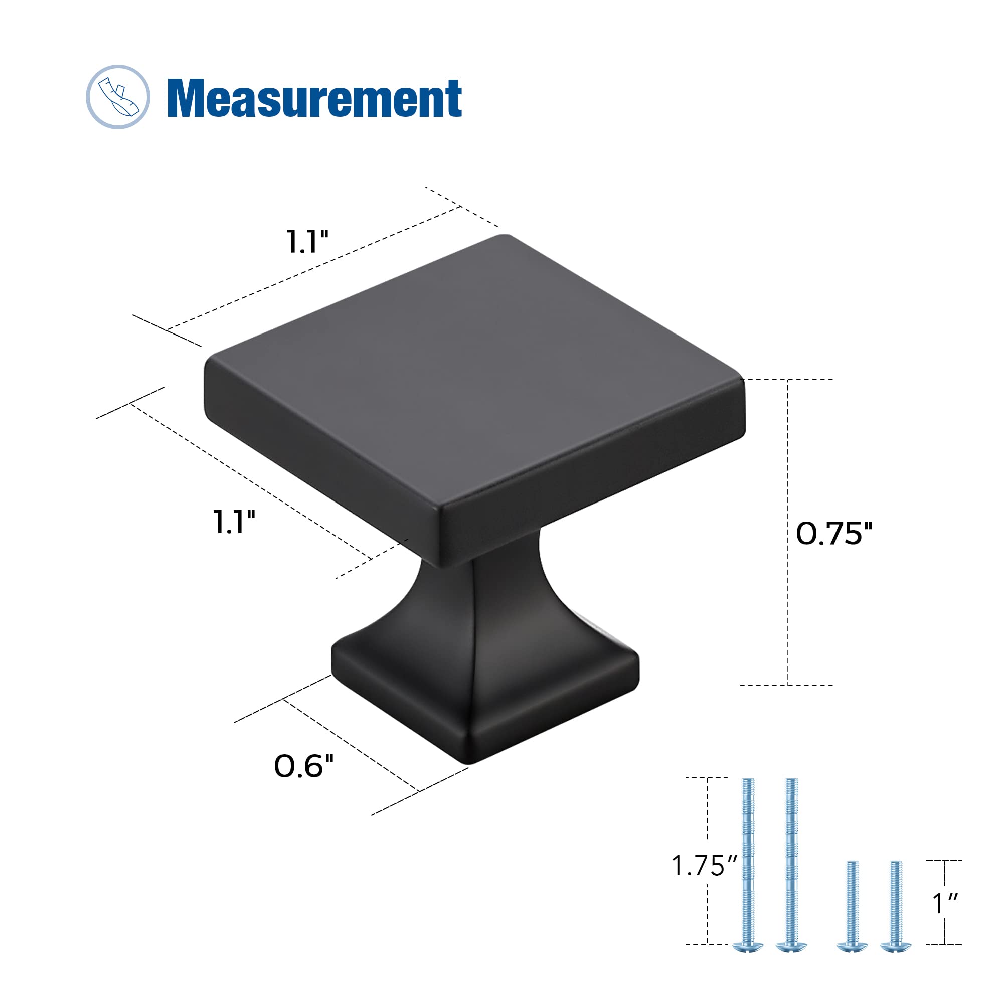 Ravinte matte black square knob on a cabinet face for minimalist style