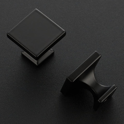 Ravinte matte black square knob on a drawer front for cabinet refresh
