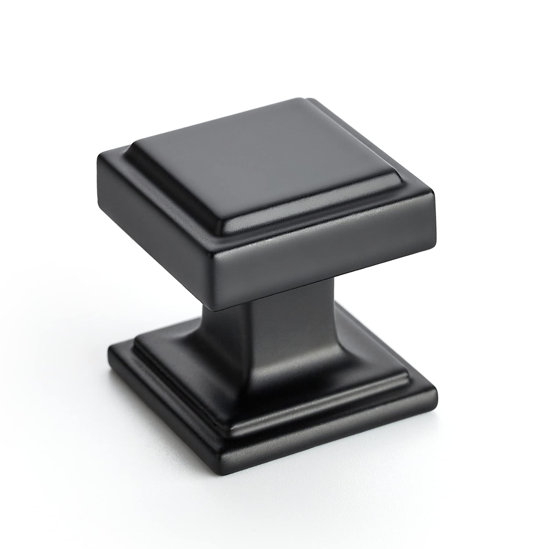 Ravinte matte black square knob on kitchen cabinet for a sleek upgrade