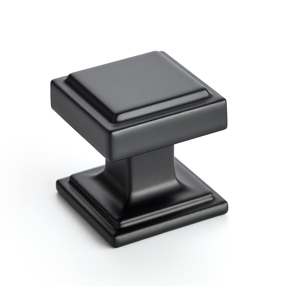 Ravinte matte black square knob on kitchen cabinet for a sleek upgrade