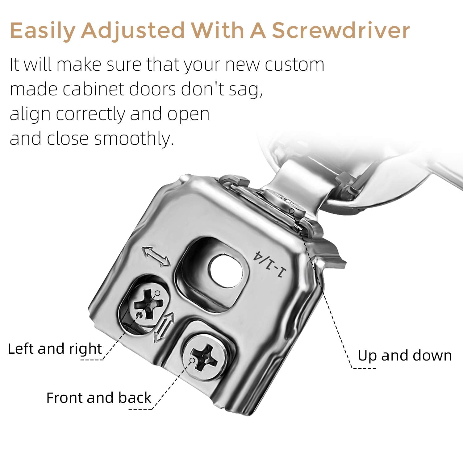 Ravinte one-and-quarter-inch overlay hinges ensure precise door alignment
