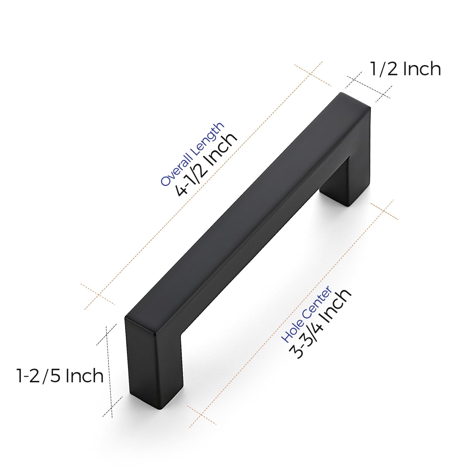 Ravinte matte black cabinet pull 3-3/4 center-to-center installation detail