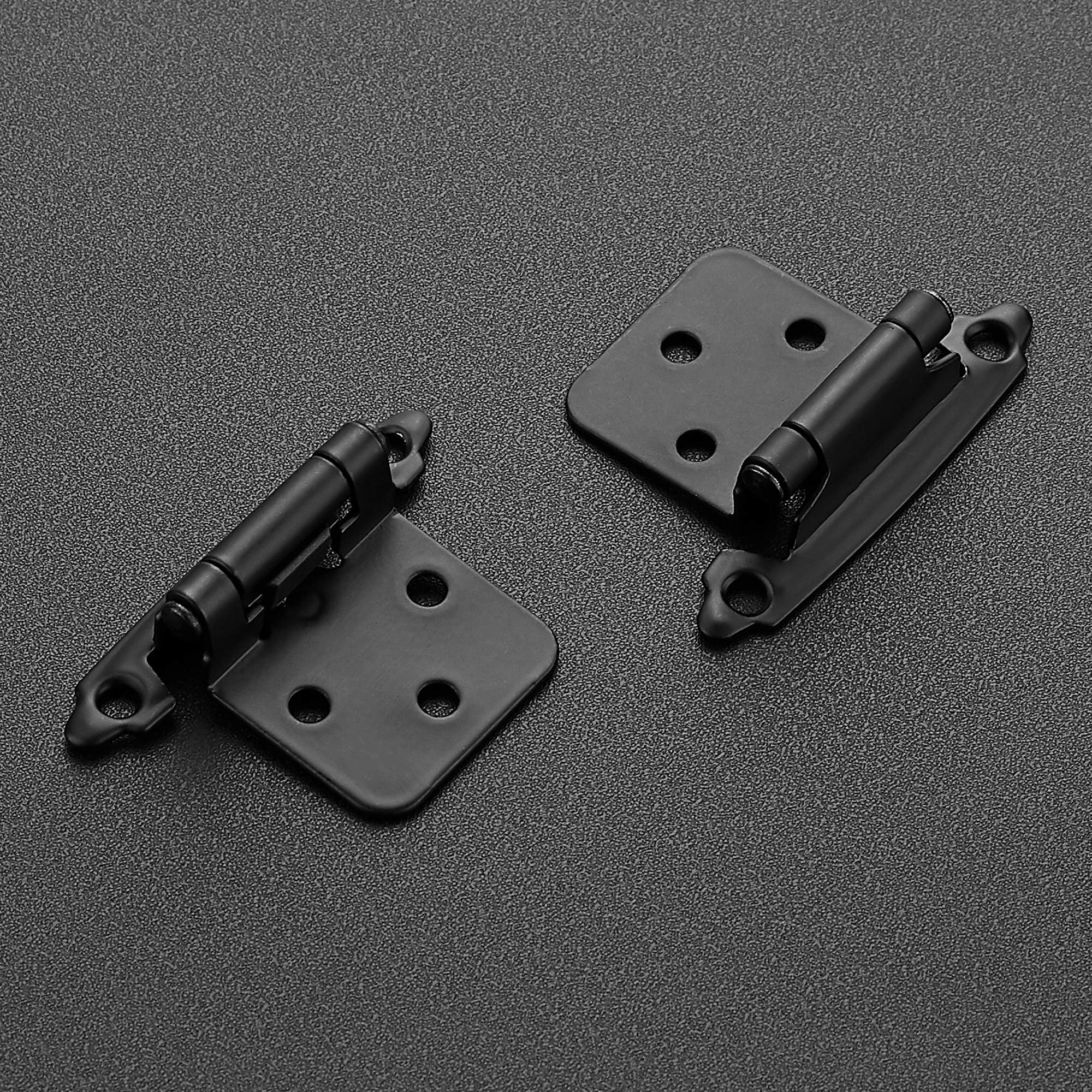 Ravinte self-closing matte black hinge offers quiet operation for kitchen cabinet doors.