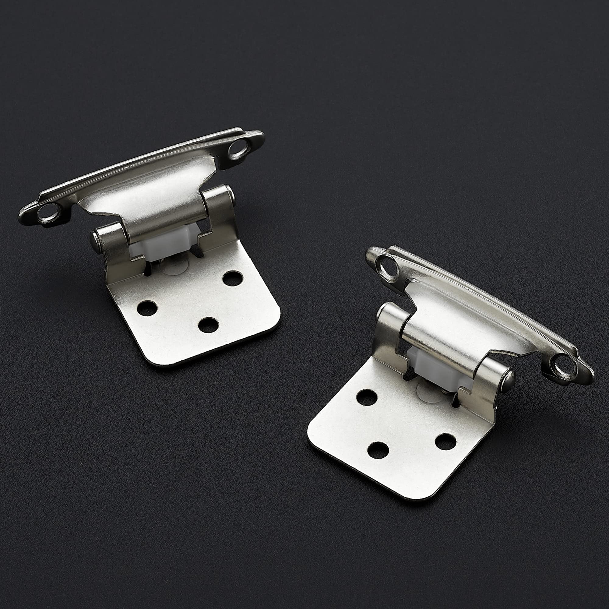 Ravinte semi-concealed face-mount hinge in satin nickel for durable fit
