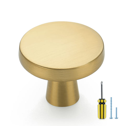 Ravinte round pulls with gold brushed brass finish improve grip and style on kitchen cabinets.