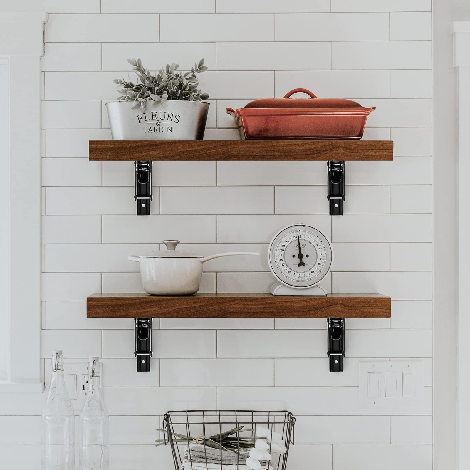 Space-saving Ravinte brackets organize laundry stations and benches.