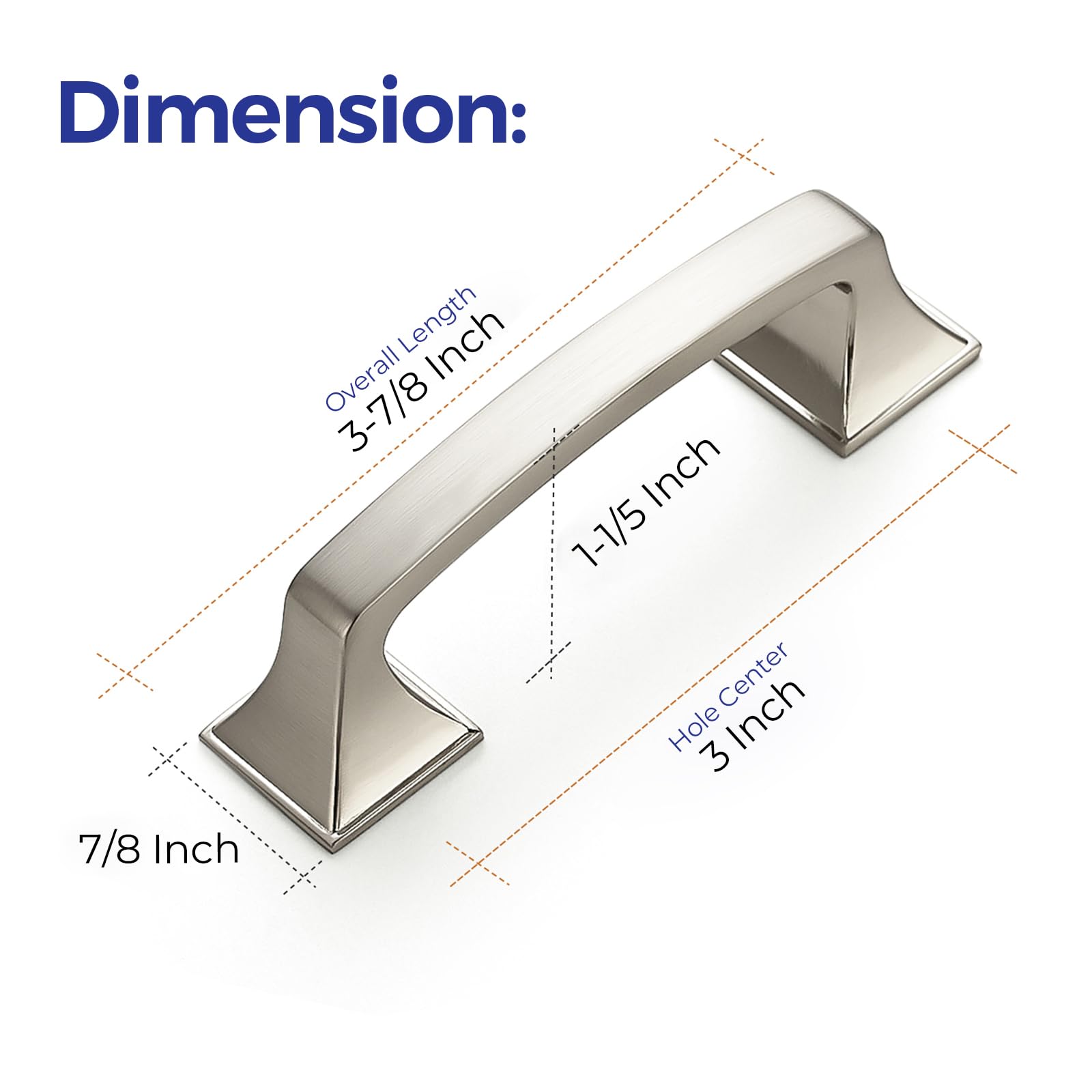 Ravinte square-base arch pull with brushed nickel finish for doors