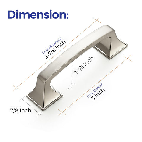 Ravinte square-base arch pull with brushed nickel finish for doors