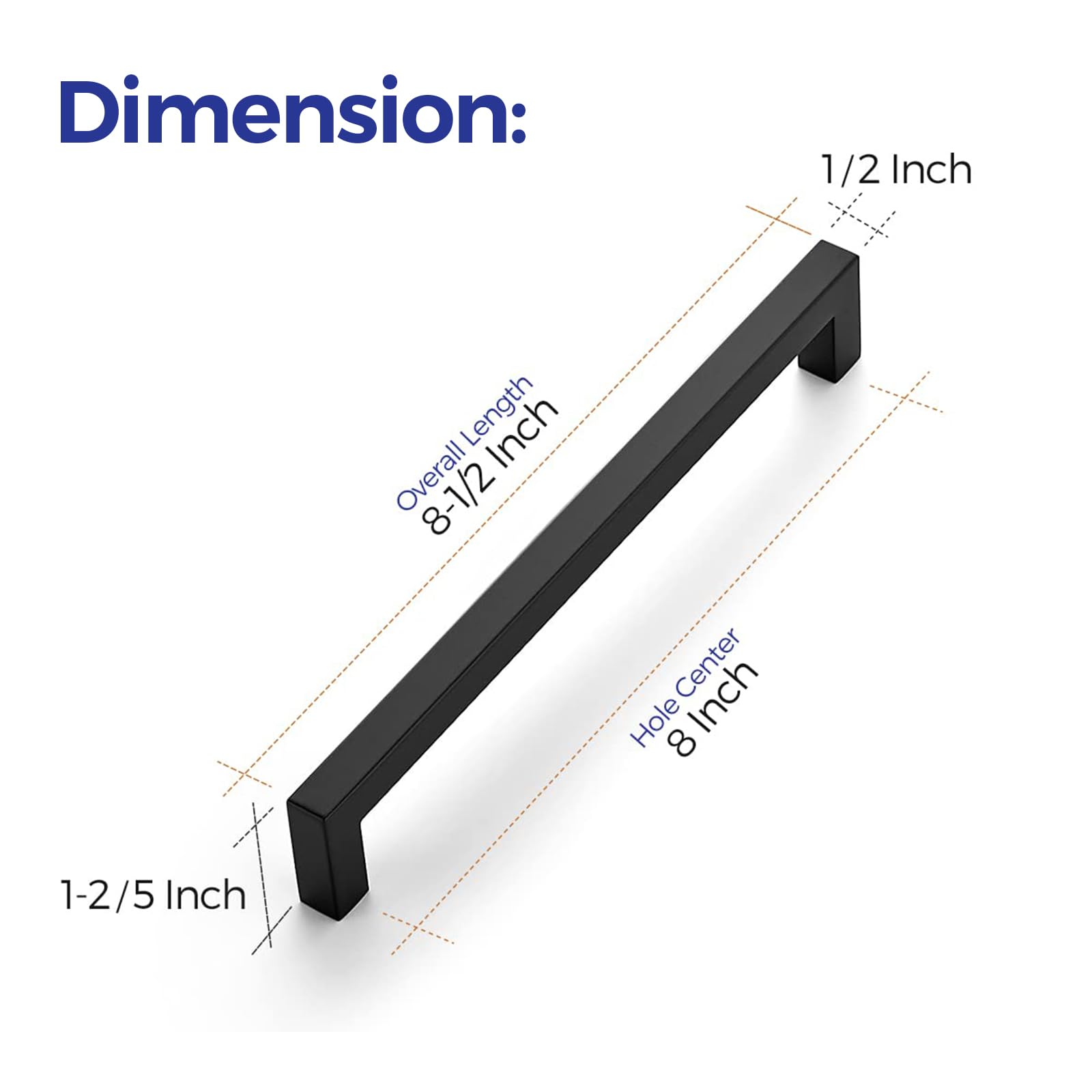 Ravinte square cabinet handle matte black 8in ready for installation
