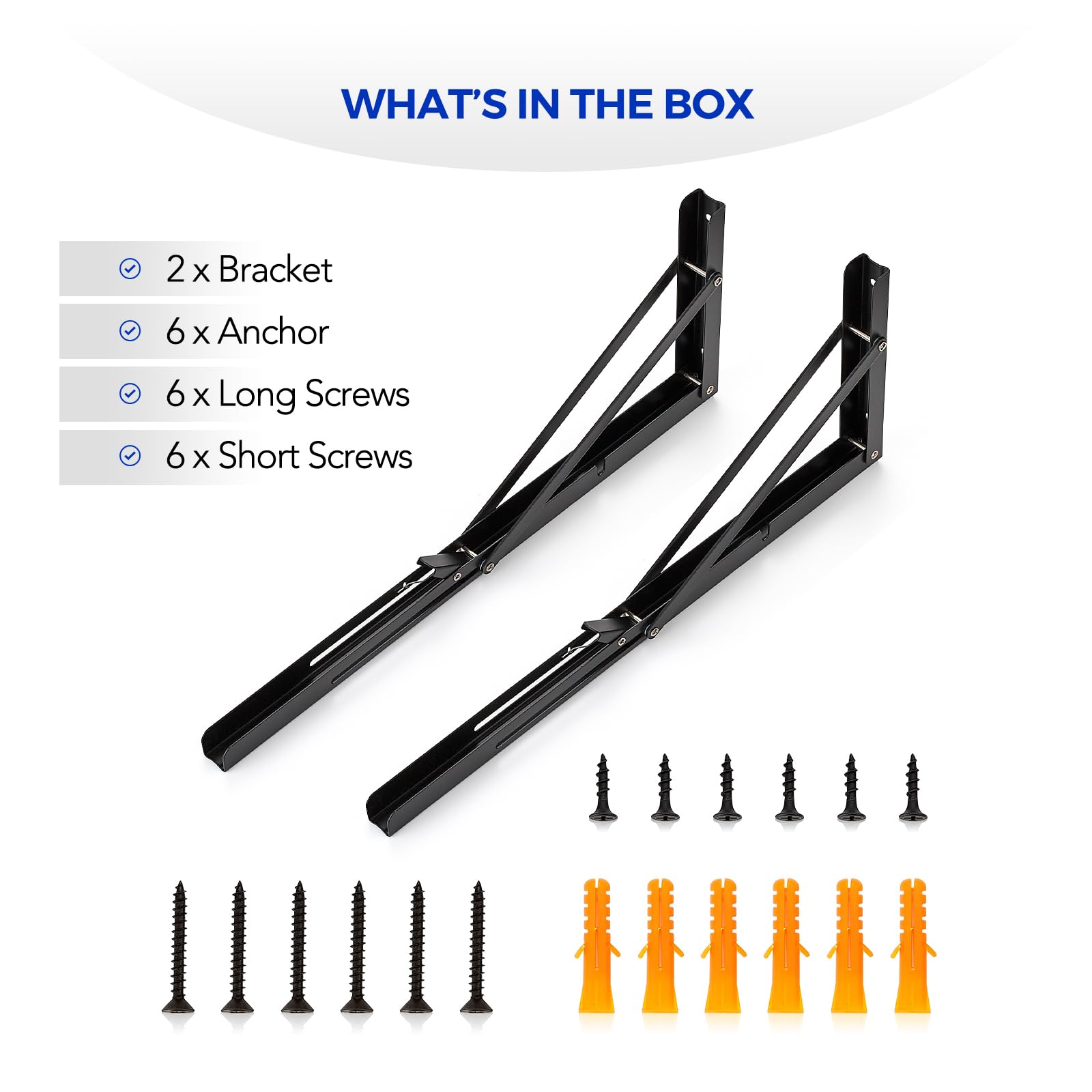 Ravinte 18-inch folding brackets used on dual-shelf benchtop setup