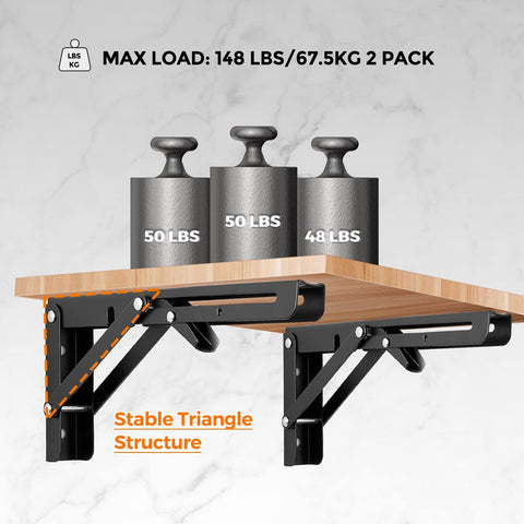 Ravinte 10-inch bracket locks flat against wall when not in use.