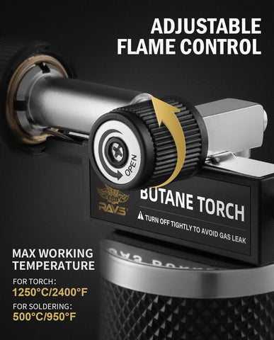 RAVS brazing torch flame adjustment demonstrates precise control for delicate work.