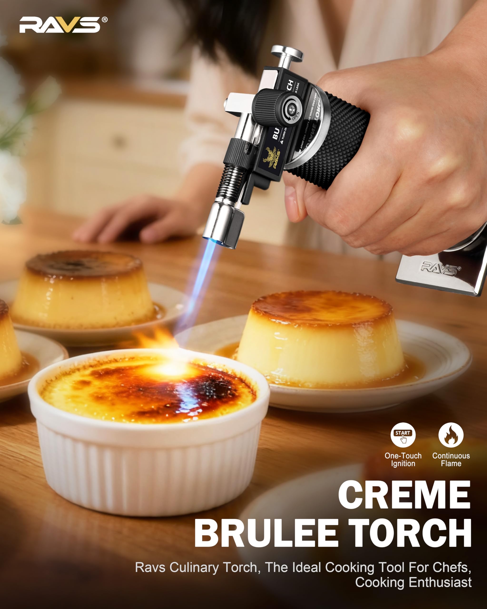 RAVS creme brulee torch refillable for caramelizing sugar tops