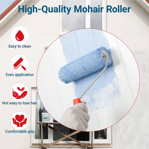 RAWILL 12-pack 4-inch rollers with frame ideal for cabinets and walls.