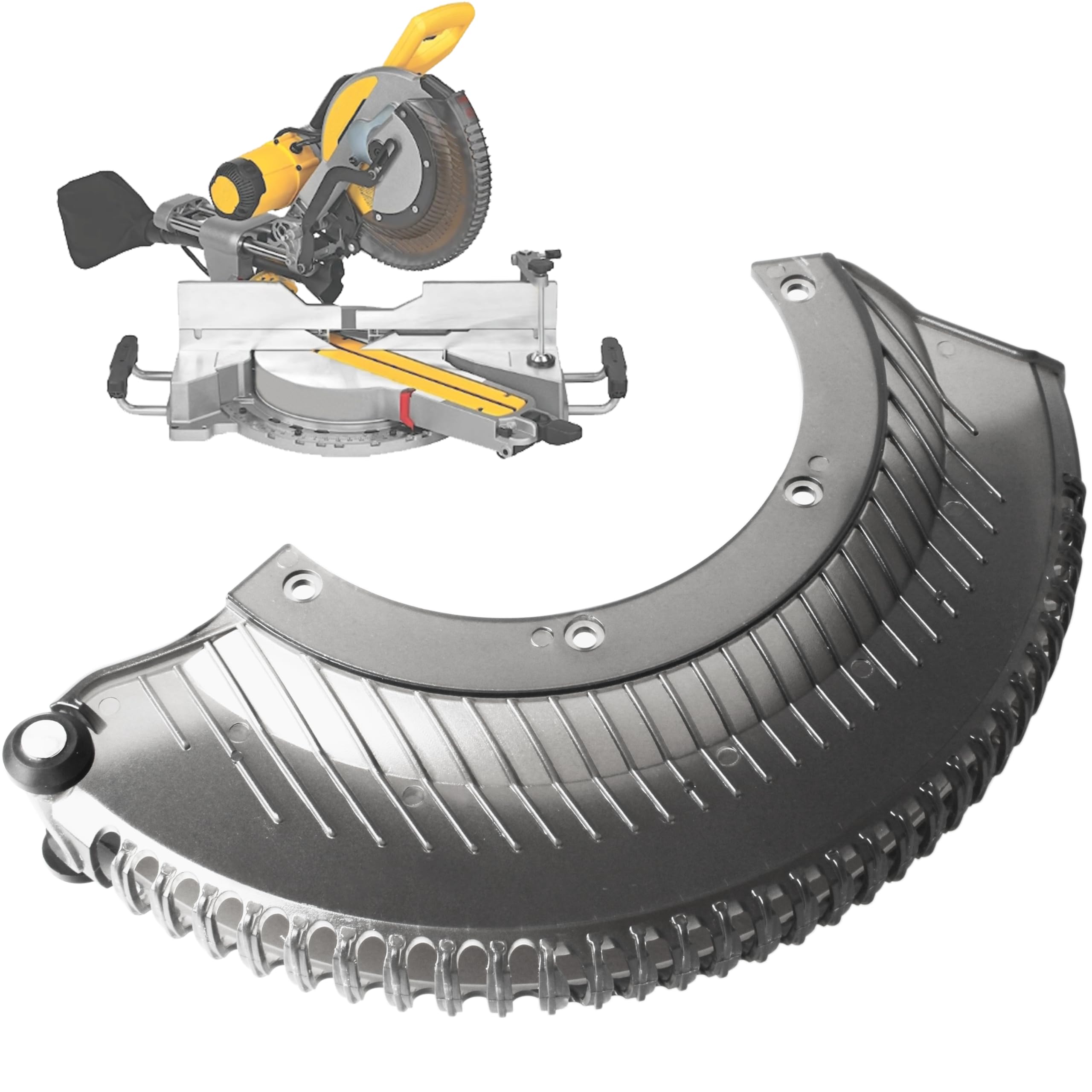 Rawolp N027988 lower guard front view showing precise fit for DeWalt miter saws