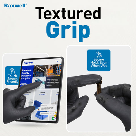 Raxwell latex-free, powder-free gloves ideal for sensitive skin and clean environments.
