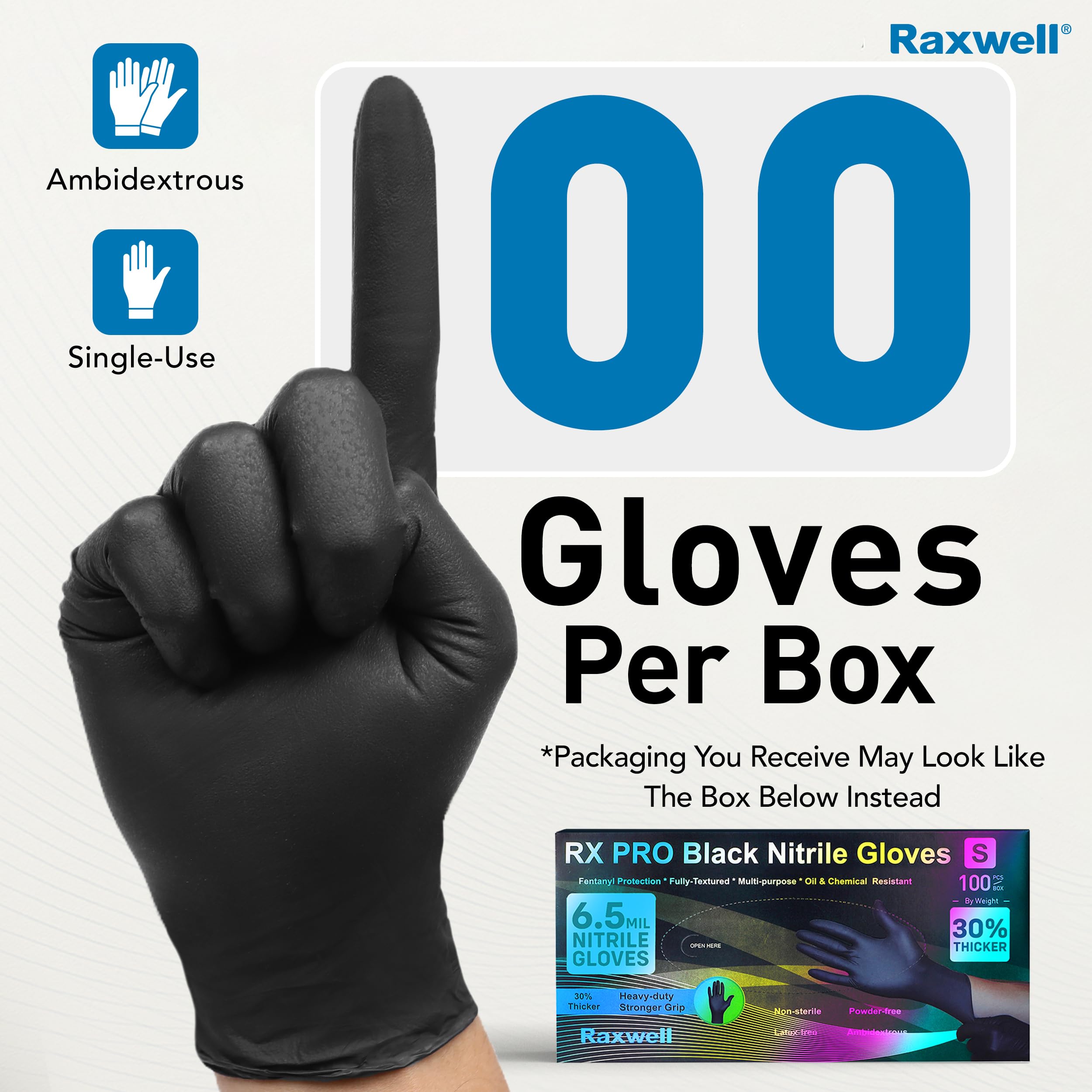 Raxwell comfort-fit gloves in small black for extended wear.