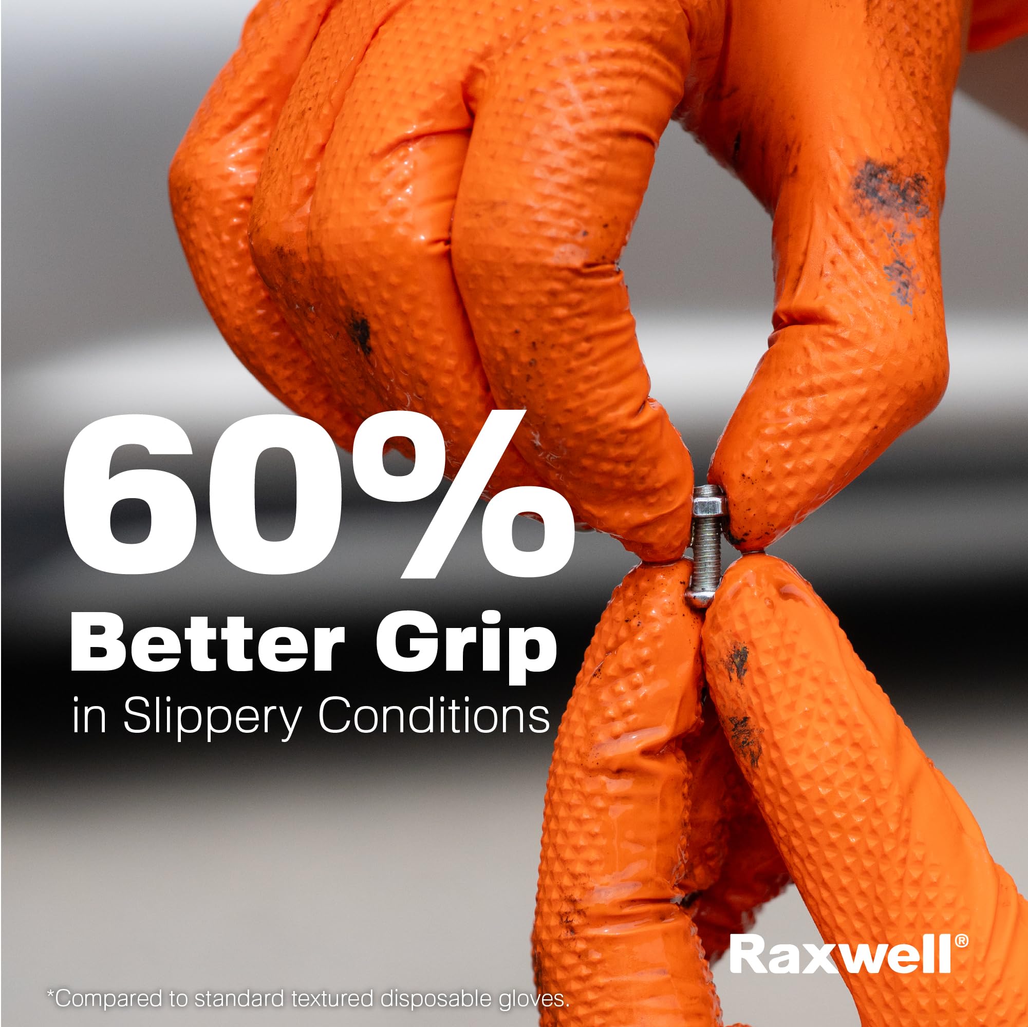 Powder-free Raxwell nitrile gloves reducing skin irritation during long shifts.